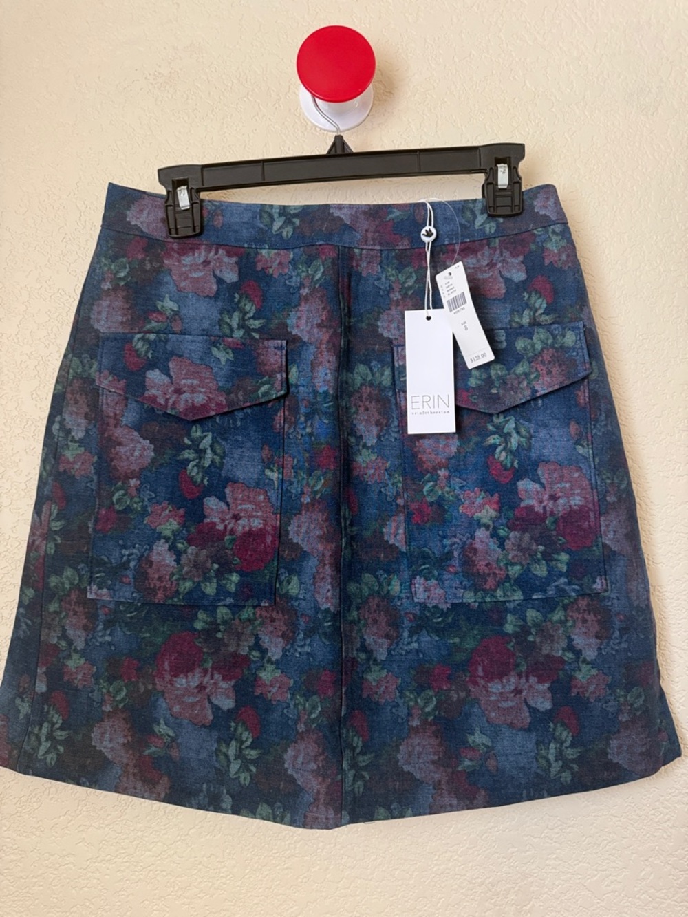 ERIN by Erin Fetherston Navy Floral A-Line Skirt NWT Size 8 Pockets